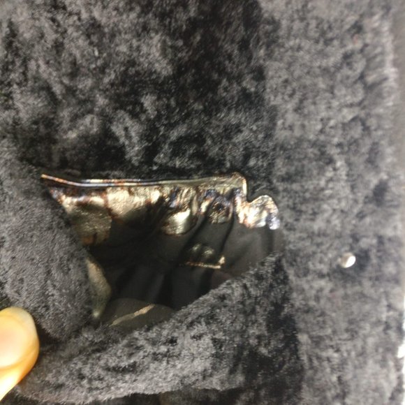 Montreal NIKKI JONES 2way Reversible Dazzle BlackGold Synchila Shearling Coat XS - Picture 11 of 13